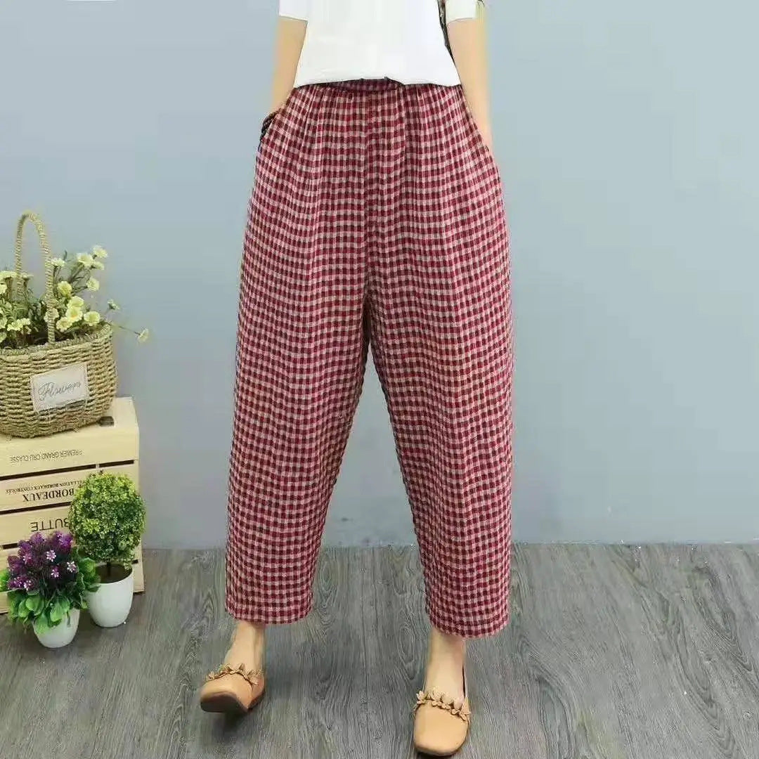 High-Waist Linen Harem Pants