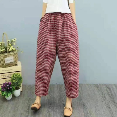 High-Waist Linen Harem Pants