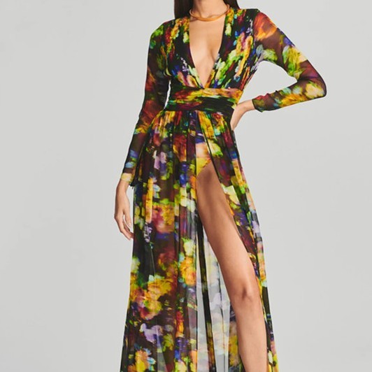 V-neck Split Dress