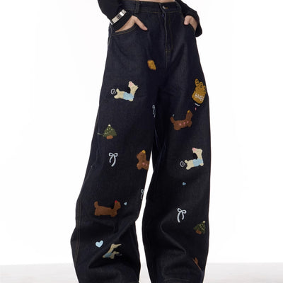 Sausage Dog Patchwork Jeans