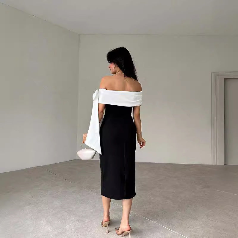 Off-Shoulder Bow Cocktail Dress