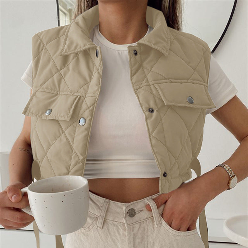 Diamond Pocket Short Vest Jacket