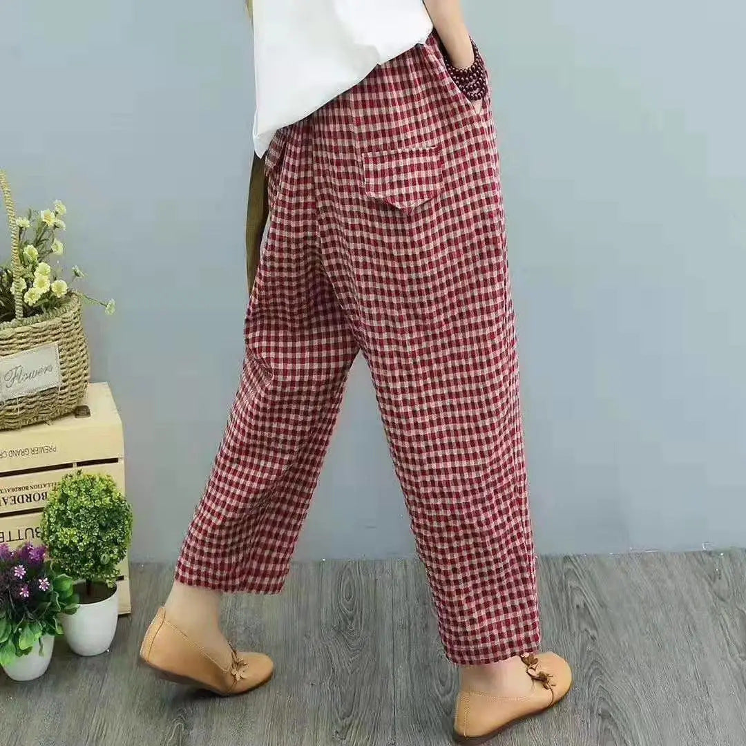 High-Waist Linen Harem Pants