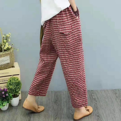 High-Waist Linen Harem Pants
