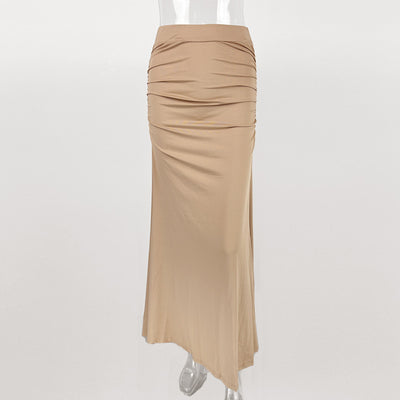 Sexy Slim Pleated Long Dress