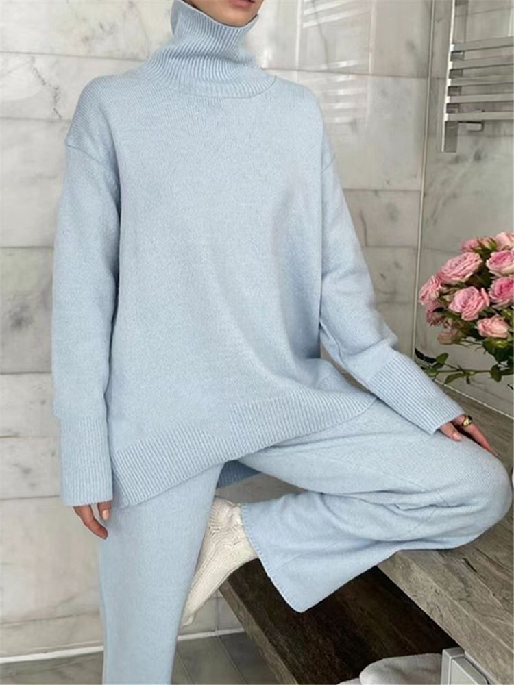 Knitted Turtleneck Sweater Tracksuit