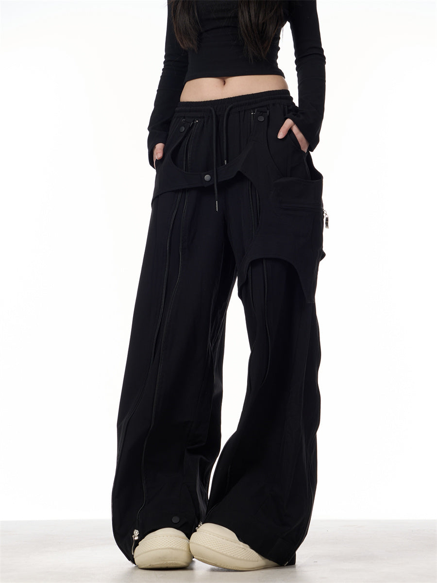 Patchwork Design Casual Loose Wide-leg Pants