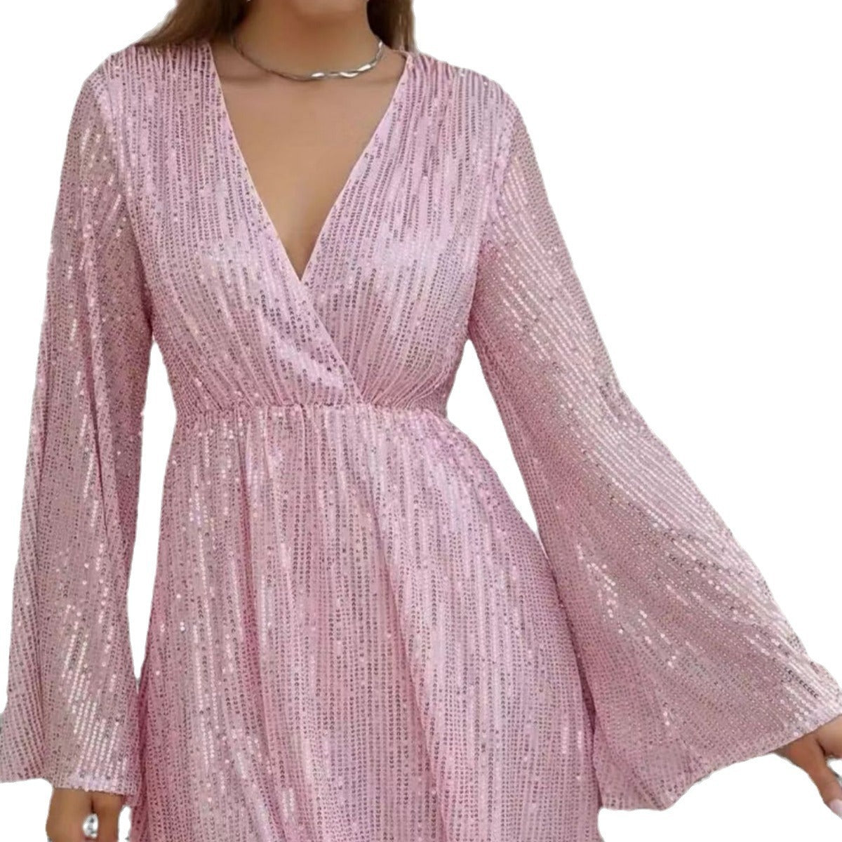 V-neck Sequin Dress