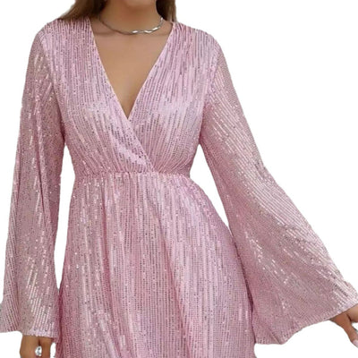 V-neck Sequin Dress