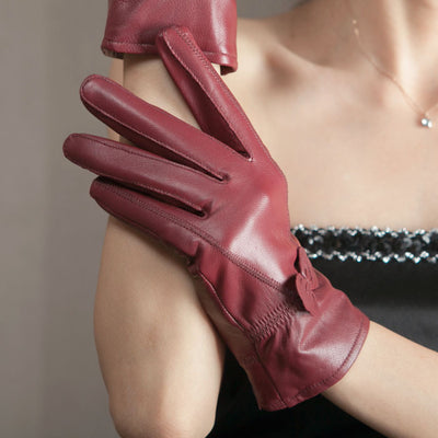 Butterfly Embellished Split-Finger Gloves