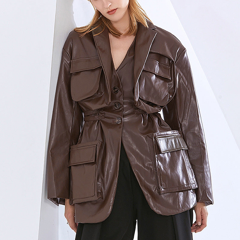 Brown Patchwork Blazer