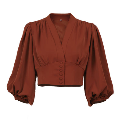 OL Commuting Woven Shirt with Macaron Stitching