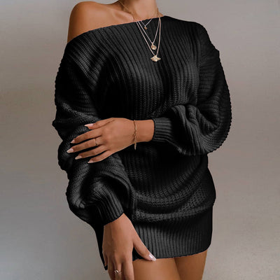Women Off-shoulder Knitted Sweater Dress