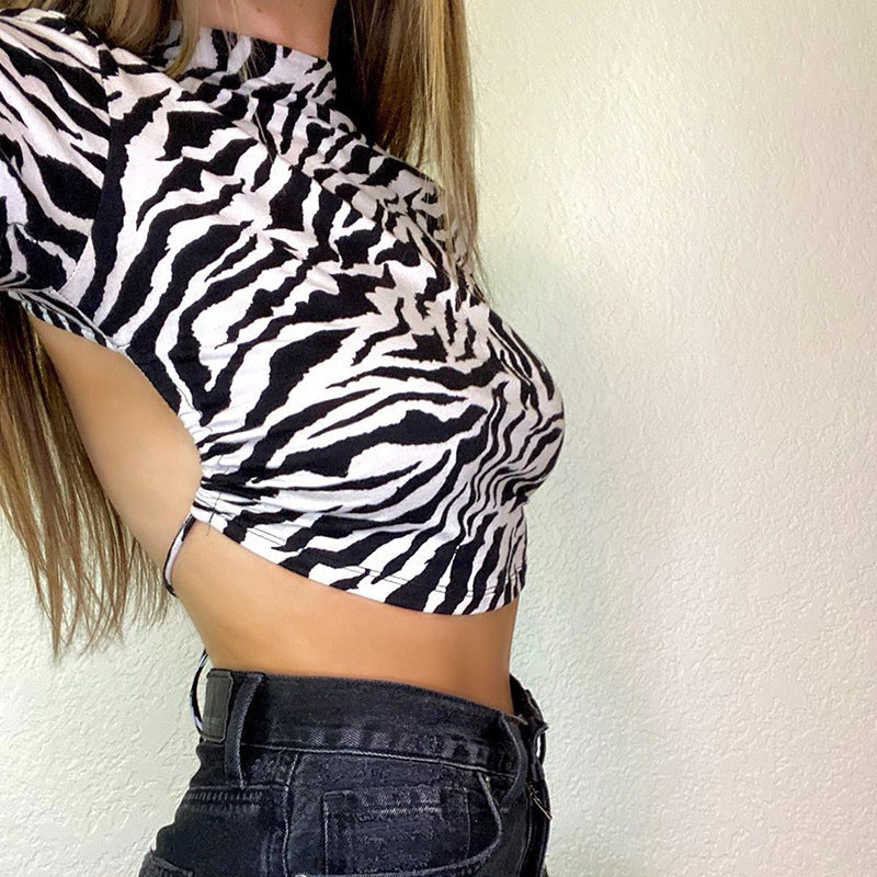 Handmade Zebra Print Backless Crop Top