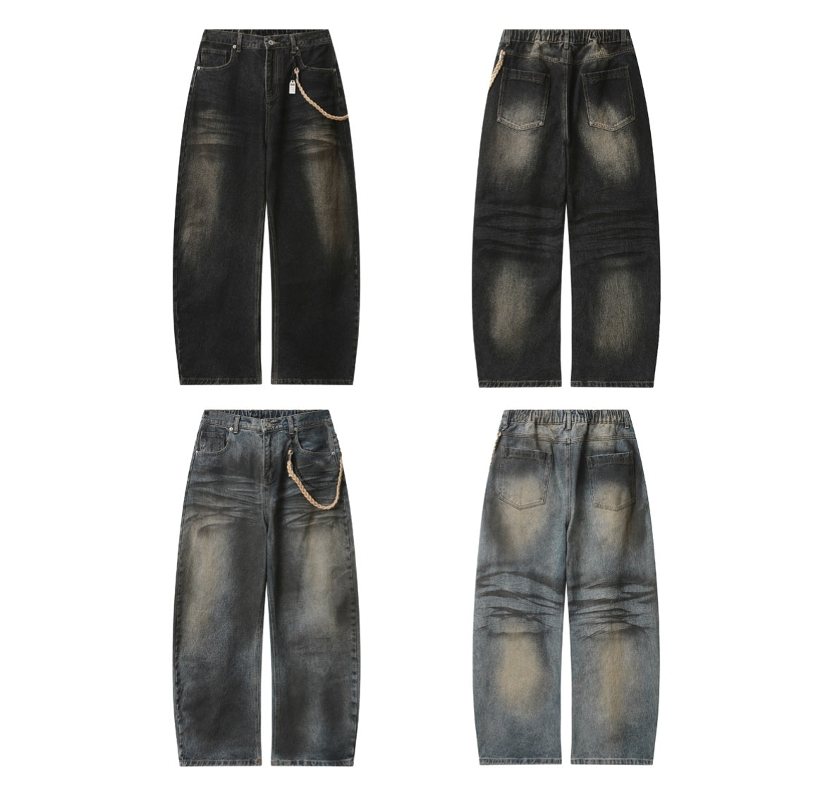 Retro Washed Wide-Leg Jeans