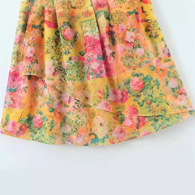 Y2K Floral Ruffle Suspender Dress