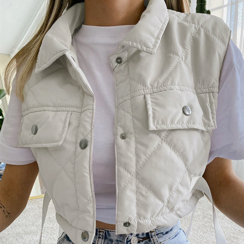 Diamond Pocket Short Vest Jacket