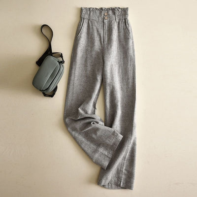 Linen Wide-leg High Waist Pants