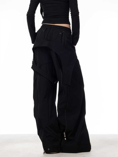 Patchwork Design Casual Loose Wide-leg Pants