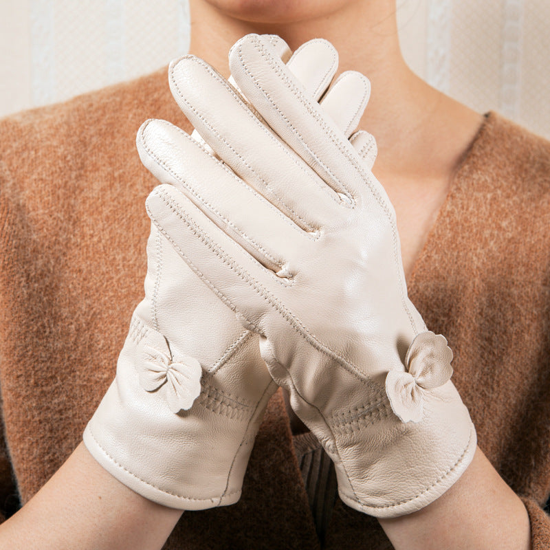 Butterfly Embellished Split-Finger Gloves