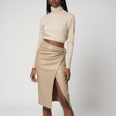 VellaLux Leather Midi Skirt