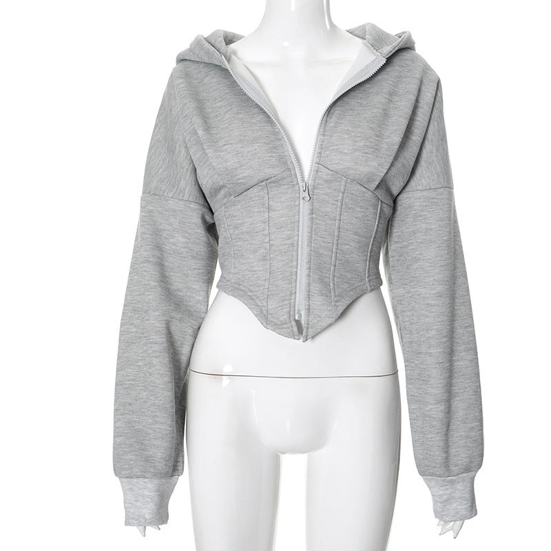Y2K Zipper Corset Hoodie