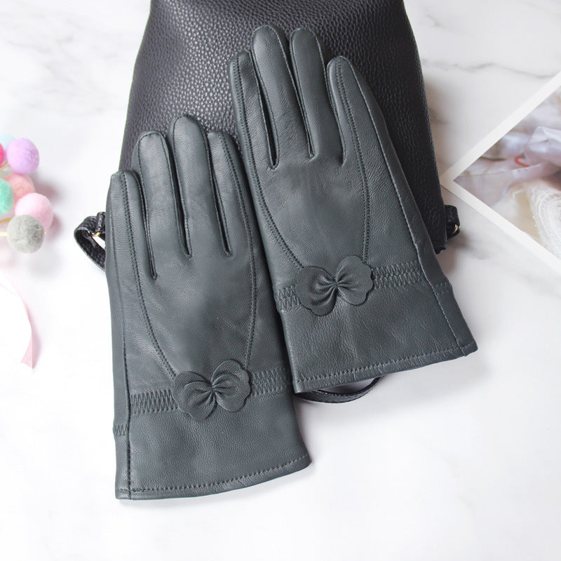 Butterfly Embellished Split-Finger Gloves