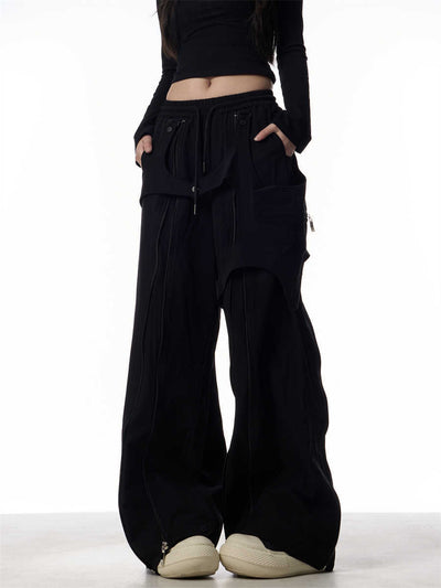 Patchwork Design Casual Loose Wide-leg Pants