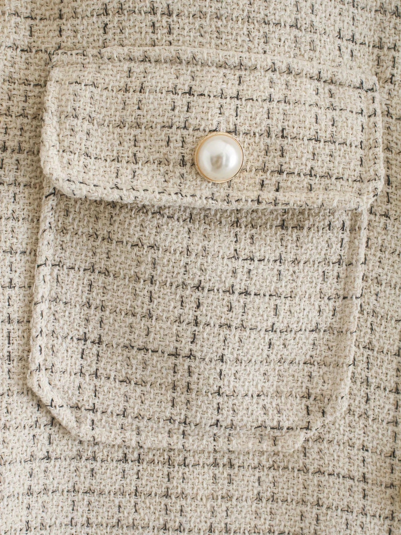 Plaid Coat with Pearl Buttons
