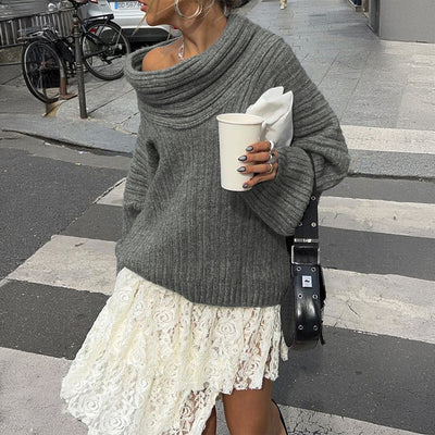 Loose Pullover Trumpet Sleeve Sweater