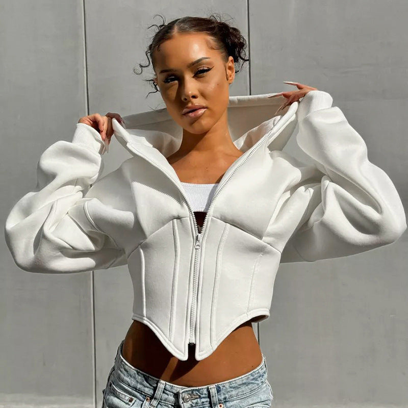 Y2K Zipper Corset Hoodie