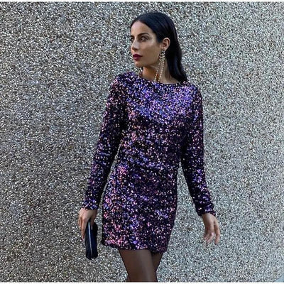 Retro Sequin Backless Dress