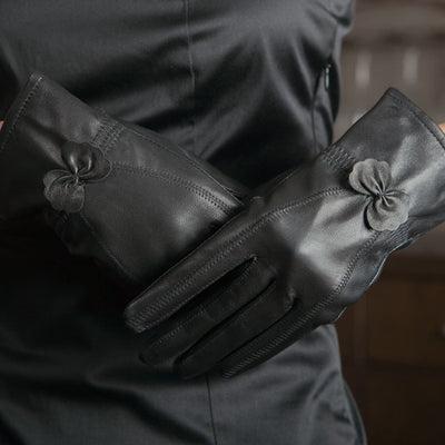 Butterfly Embellished Split-Finger Gloves