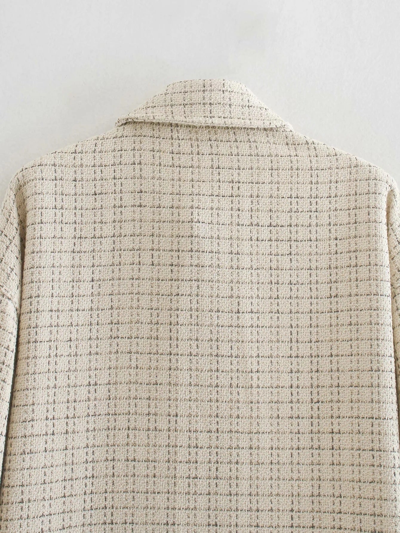 Plaid Coat with Pearl Buttons