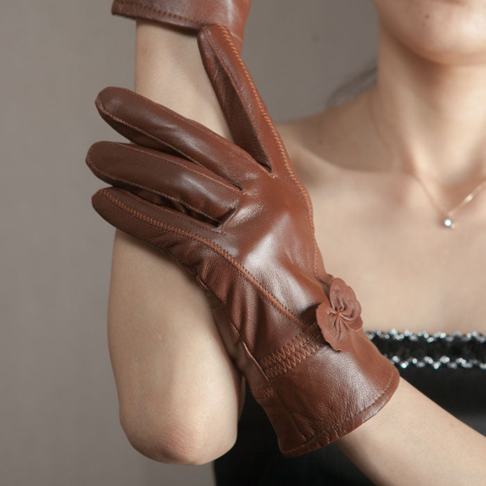 Butterfly Embellished Split-Finger Gloves