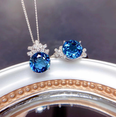 Elegant London Blue Stone Jewelry Set