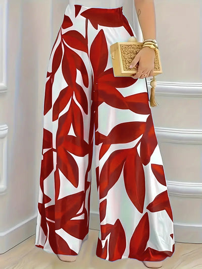 Printed High Waist Wide-leg Pants