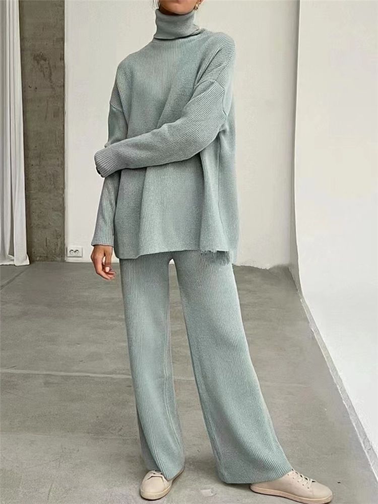 Knitted Turtleneck Sweater Tracksuit