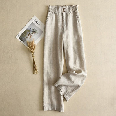 Linen Wide-leg High Waist Pants