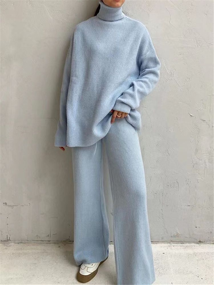 Knitted Turtleneck Sweater Tracksuit