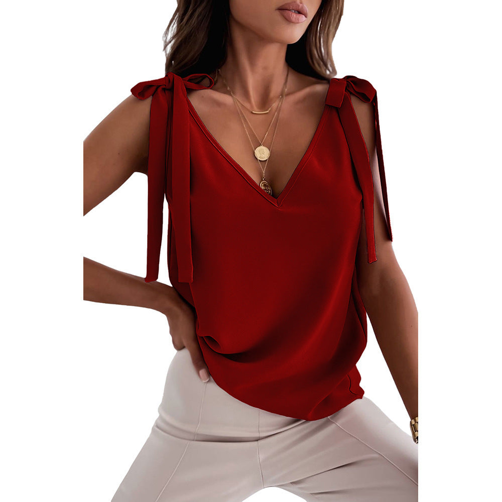 Bowknot Tie-Up V-Neck Camisole