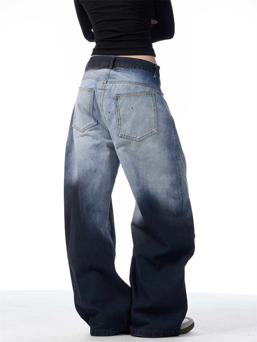 Gradient Tie-Dye Wide-Leg Jeans