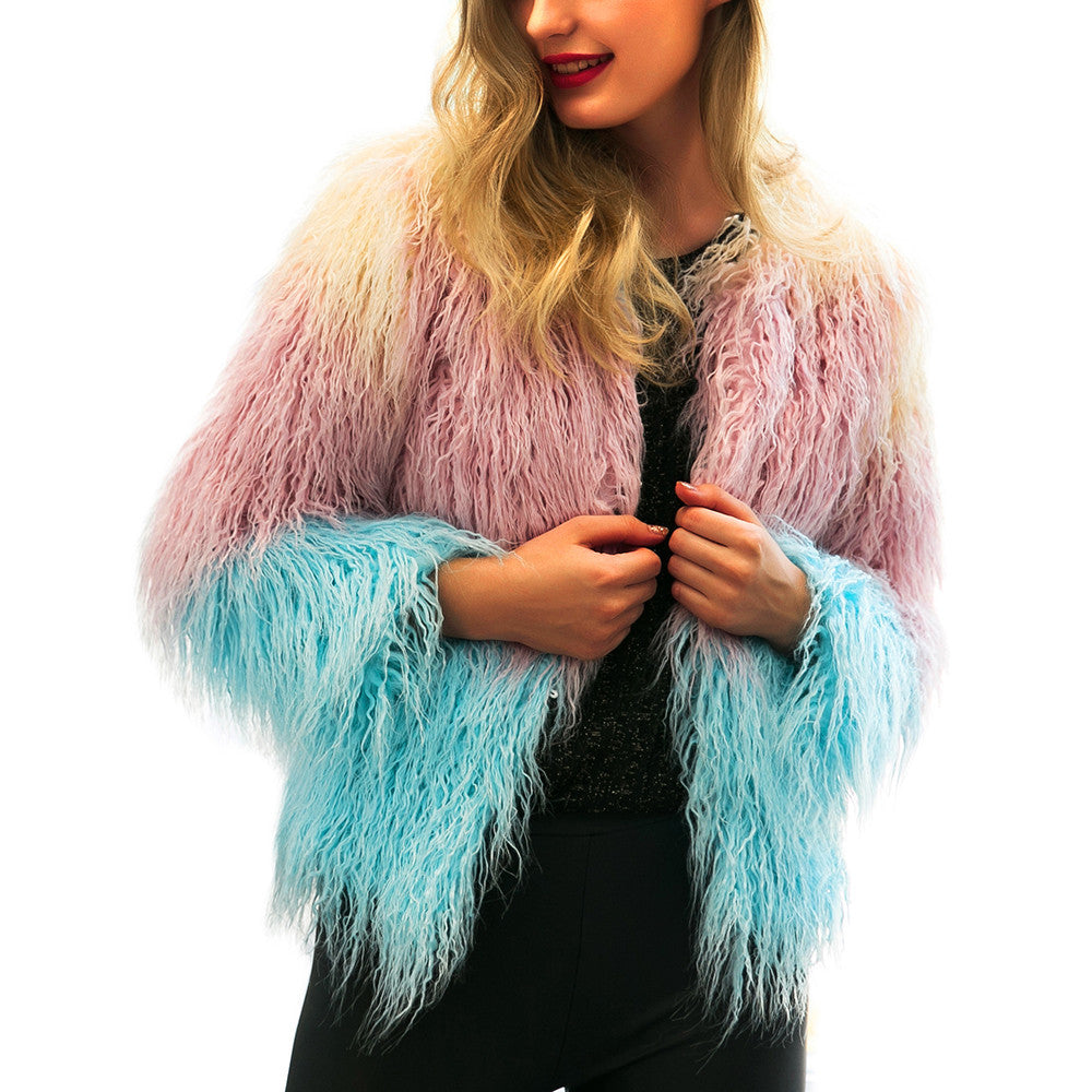 Gradient Faux Fur Coat – Luxe & Cozy Winter Essential
