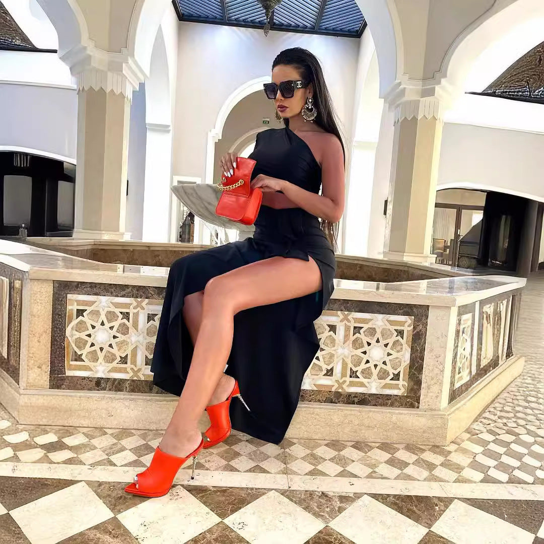 Slit Off-Shoulder Dress