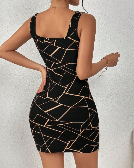Ladies Printed Slimming Fashion Dress