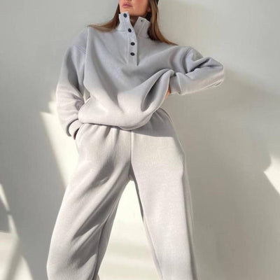 Oversized Solid Casual Pullovers & Long Pant Set