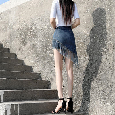 Tassel Denim Skirt – Modern & Edgy Style