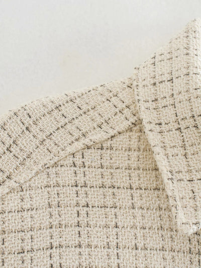 Plaid Coat with Pearl Buttons