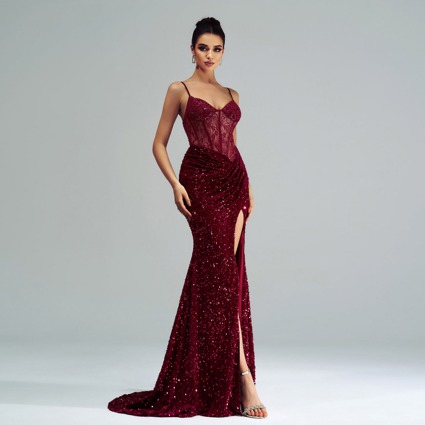 Sequined High Slit Dress
