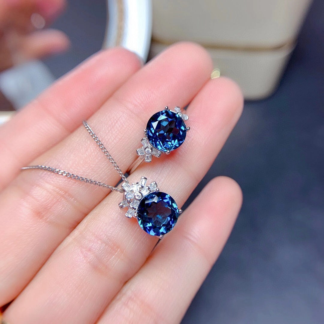 Elegant London Blue Stone Jewelry Set